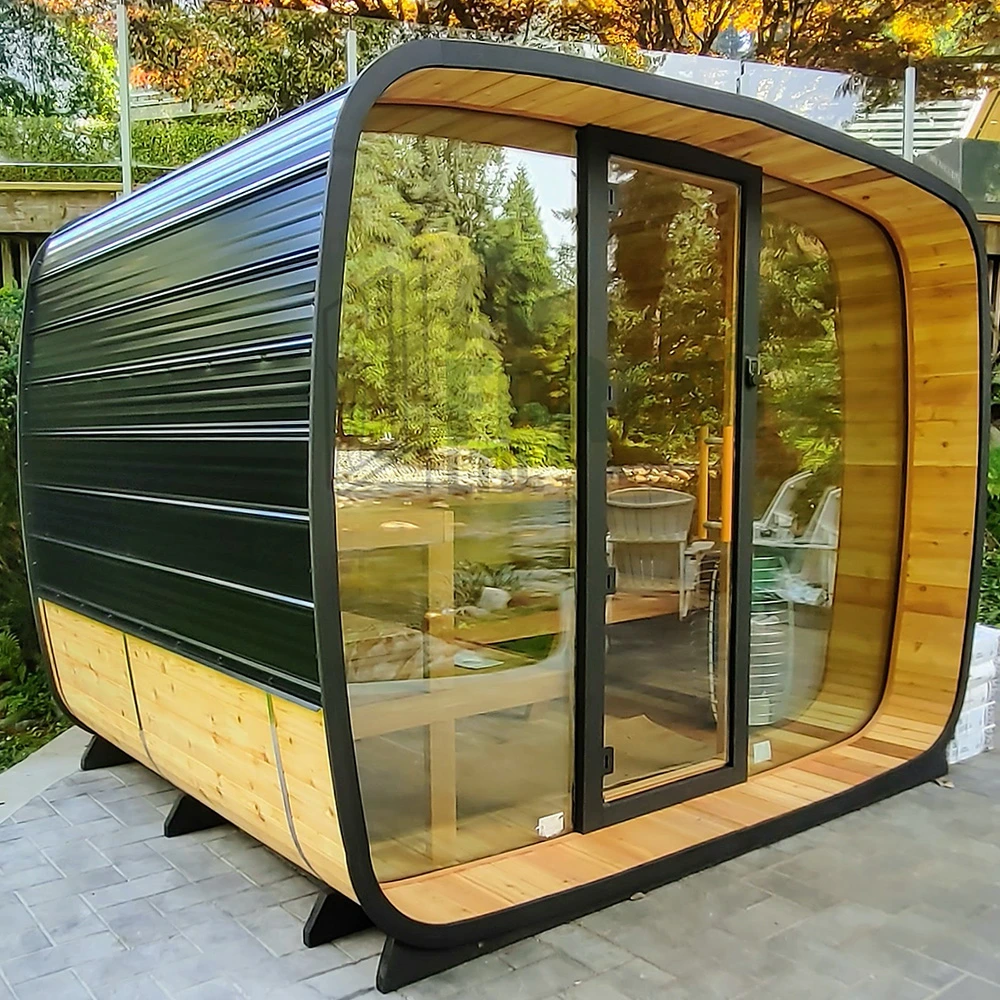Western red cedar barrel sauna