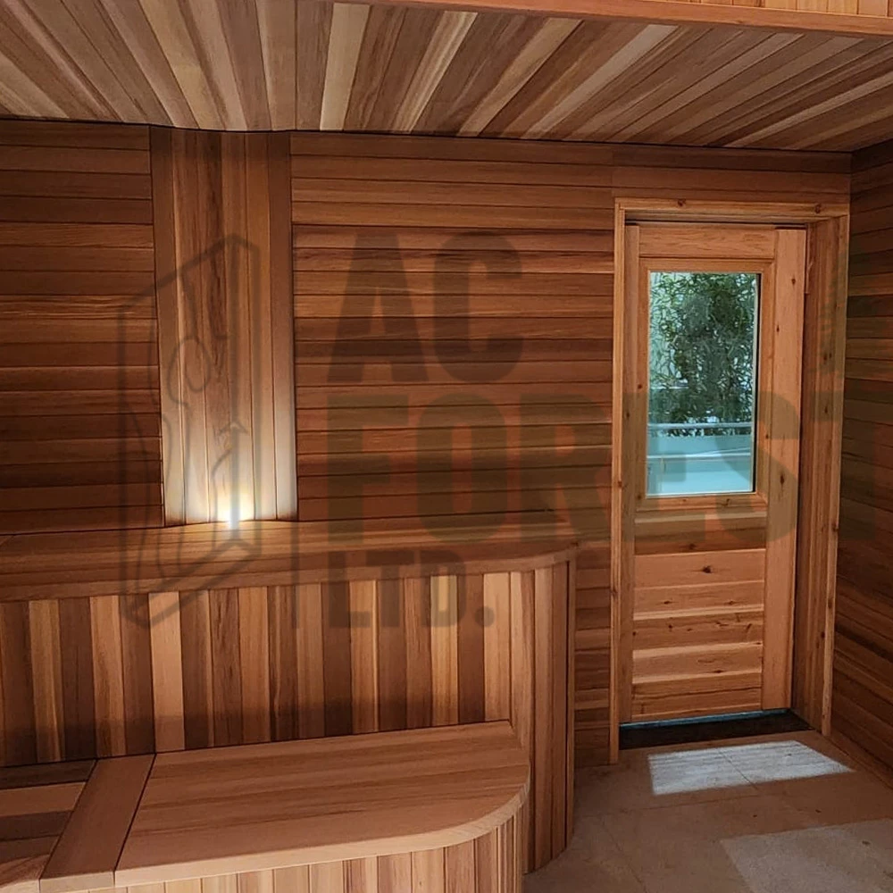 Western red cedar indoor sauna